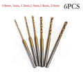 6PCS HSS Tiny Drill Bits 0.8mm 1.5mm 2.0mm for Wood Engraving