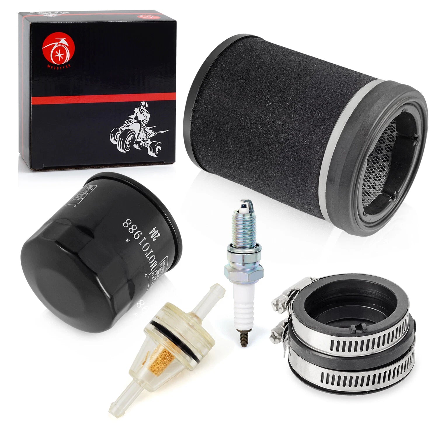 Set of 4 Filters Spark Plugs Intake Manifold for Kawasaki KVF360 Prairie 360 (2003–2013)