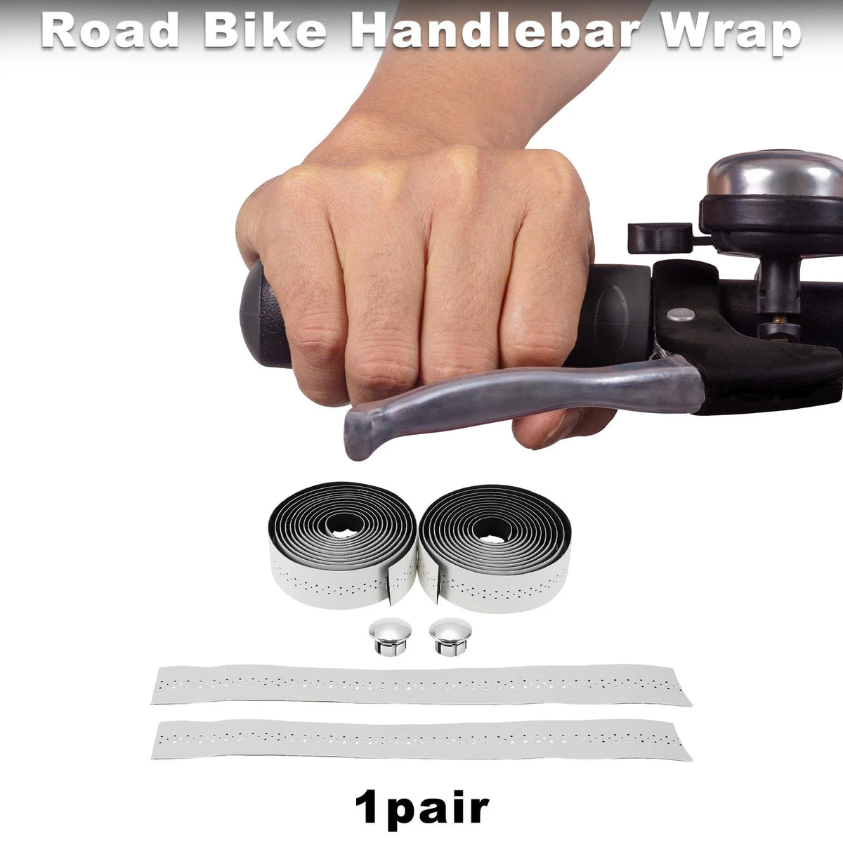 Handlebar Tape with Hole Non-Slip for Bike Bicycle Handlebar Grip White 1 Pair (—)