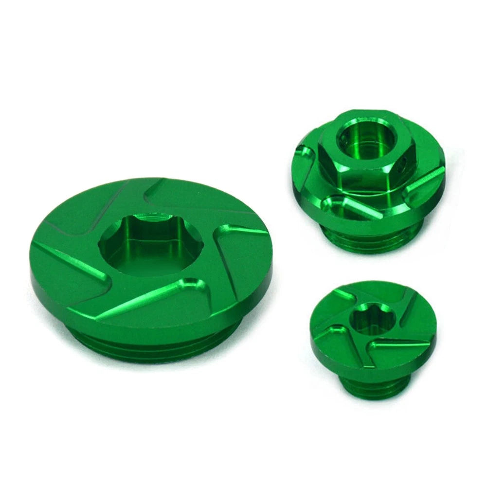3X CNC Engine Timing Oil Filter Plugs for Kawasaki KX250F KLX450R