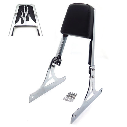 Chrome Flame Backrest Sissy Bar with Leather Pad for Harley Softail (1999–2006)