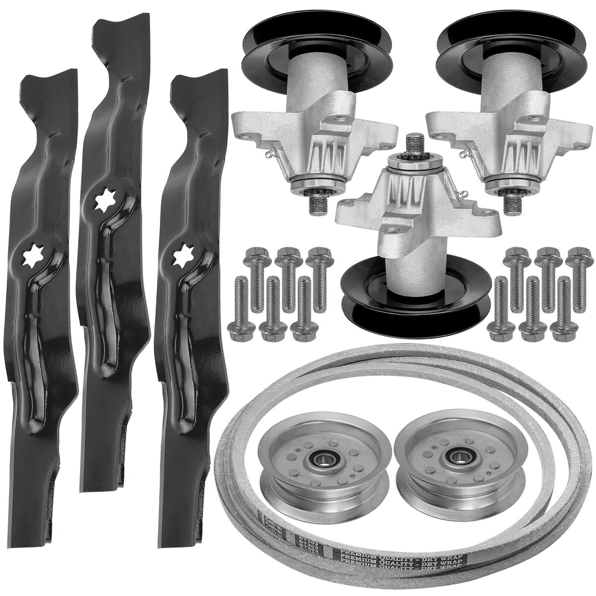 Spindle and Blade with Pulley Belt for Troy-Bilt TB 2450 (2014–2017)