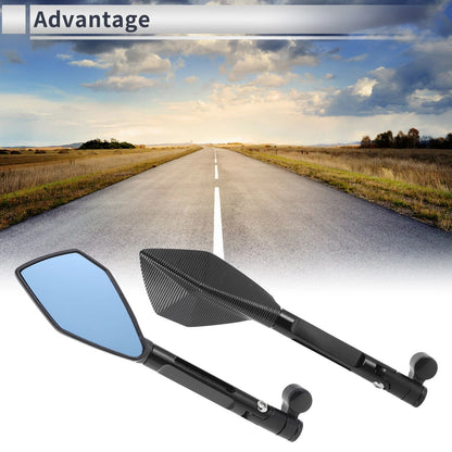 Set of 1 Rear View Mirror for Motorcycle (M8/M10) - Black Blue Aluminum