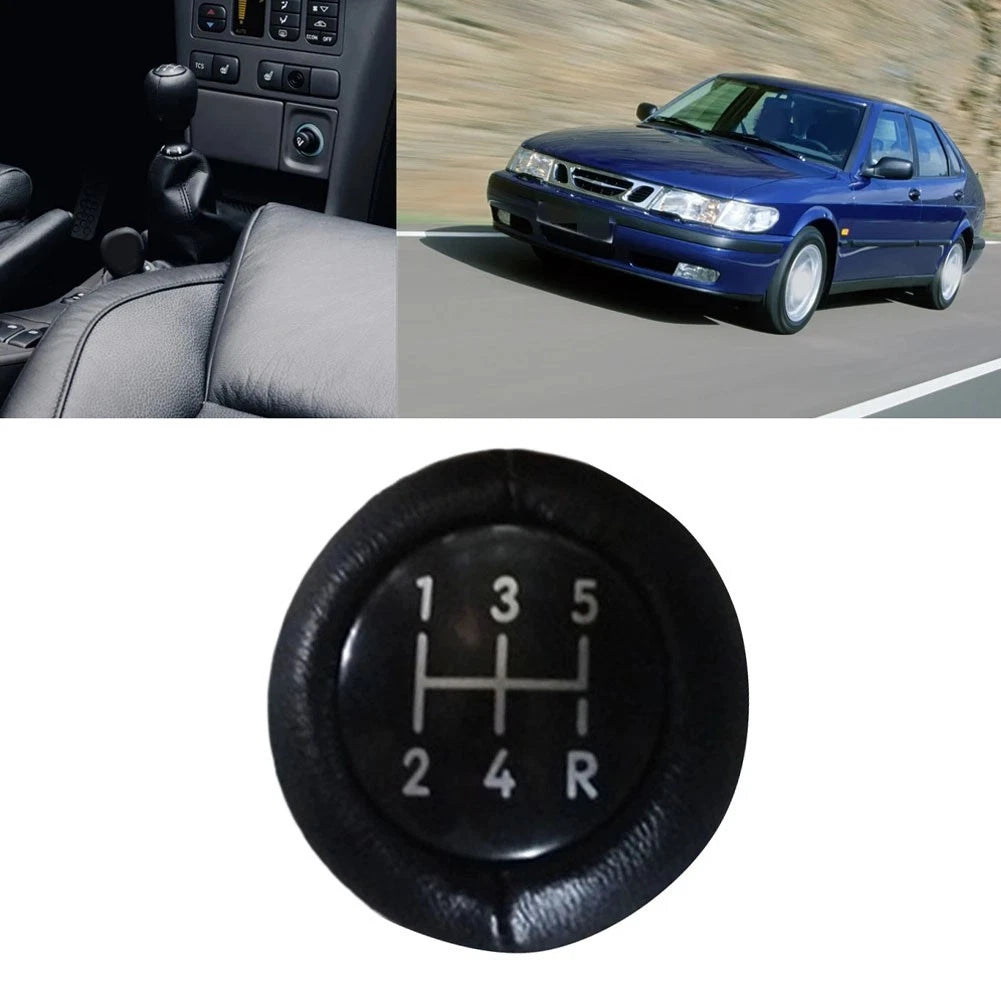 5 Speed Gear Shift Knob for Car (Black Leather Wrapped, ABS Plastic Base)