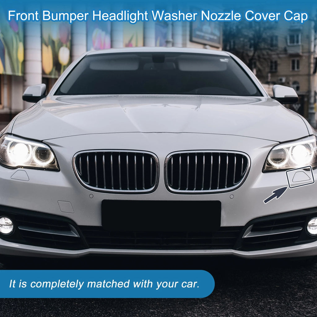 Front Left Headlight Washer Nozzle Cap for BMW M5 (2013–2016) Black Unpainted