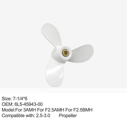 7-1/4x6 inch Outboard Propeller Designed for 2.5 For Hp and 3.0 For Hp Motors