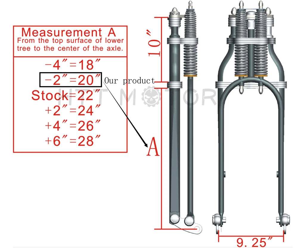2X 20" Under Springer Front End w/ Axle Kit for Harley Chopper Bobber (Chrome)