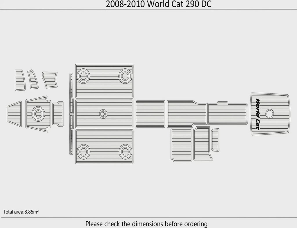 EVA Foam Pads for World Cat 290 DC (2008) Cockpit Swim Platform