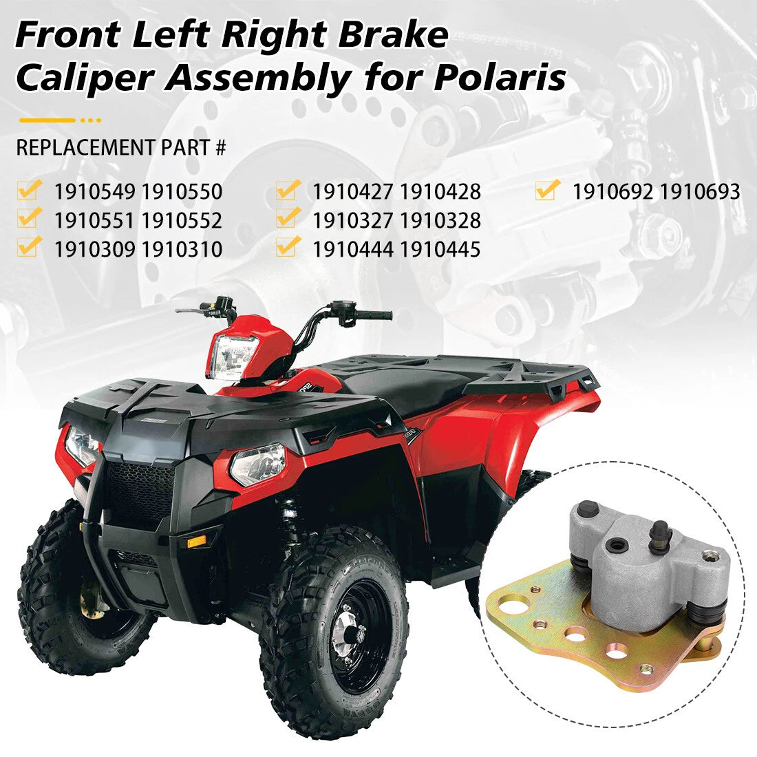 Front Brake Calipers Set of 2 for Polaris Sportsman 500 EFI HO 2000-2005 w/Pads