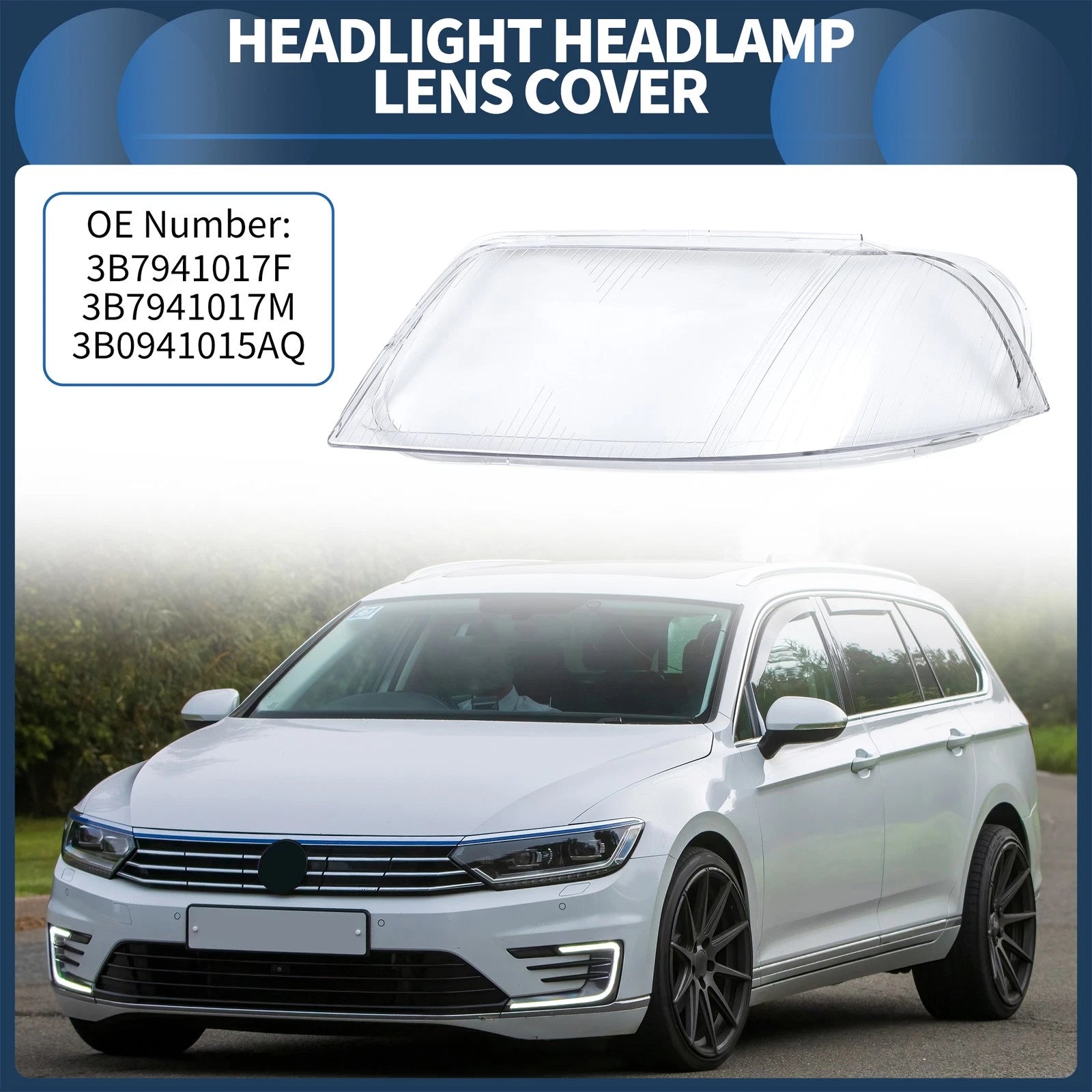 Headlight Lens Cover Front Left for Volkswagen Passat B5.5 (2001–2005)