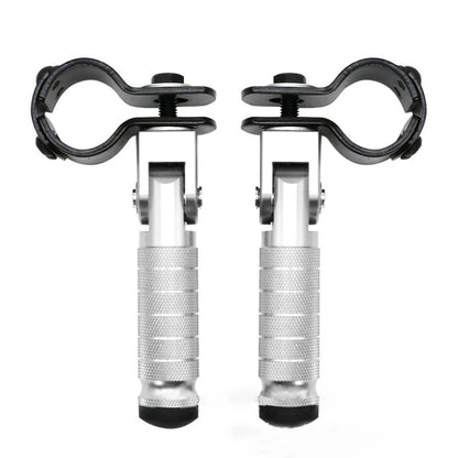 2X Silver Motorcycle Folding Rear Footpeg Kit for Universal (30mm-32mm)