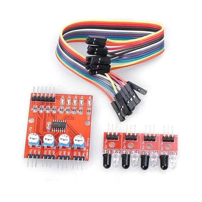 Set of 4 IR Infrared Detector Tracking Sensors for Smart Car