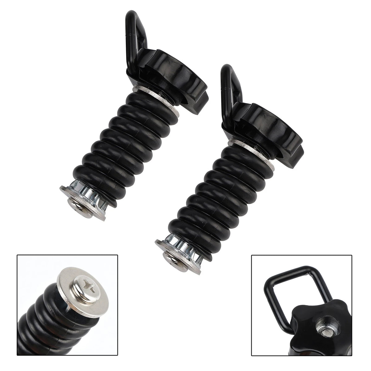 2X Tie Down Anchor with D-Ring 1" Black for Polaris RZR 570 800 900 1000