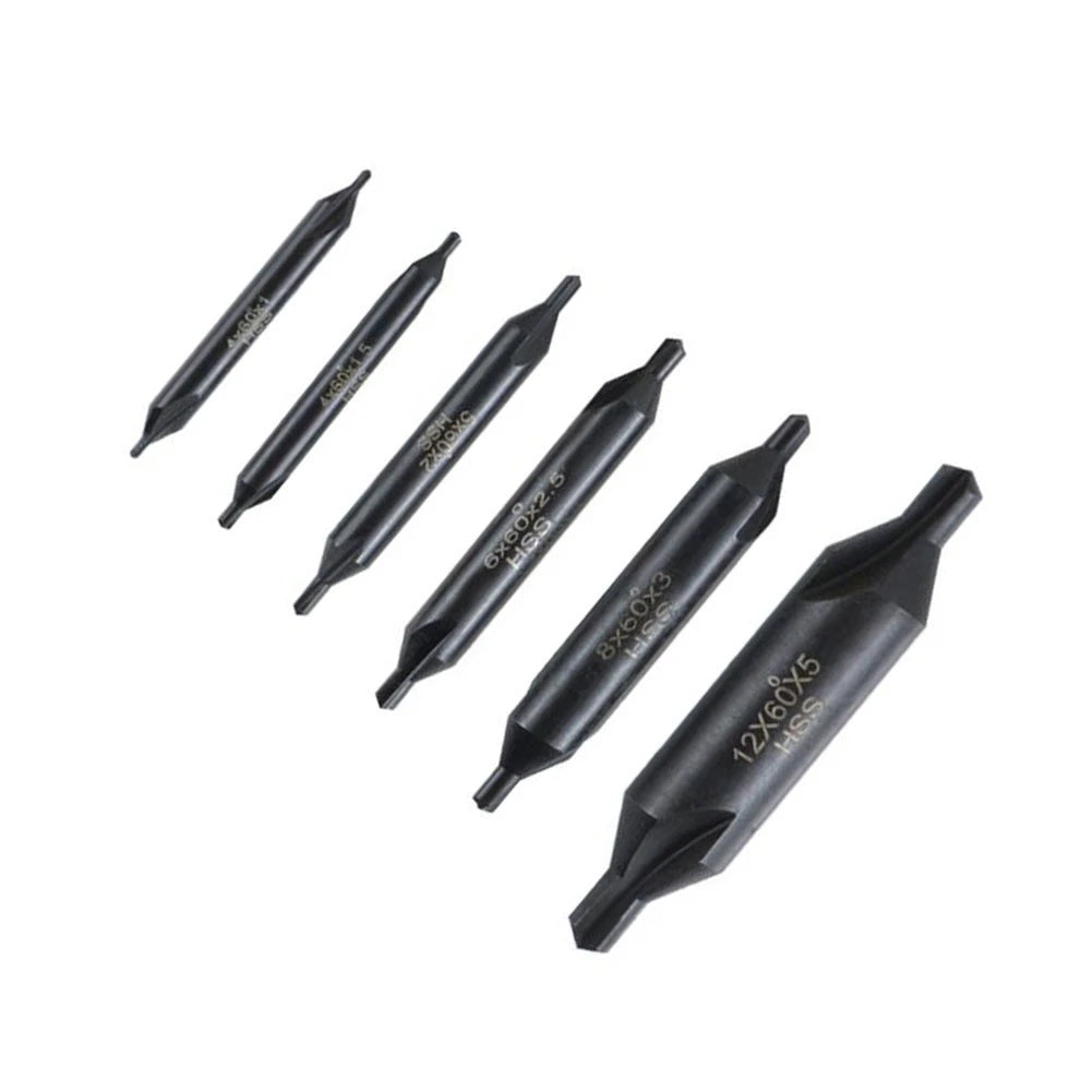 6PCS Chamfering Tool Set HSS Countersink Center Drills 1-5mm