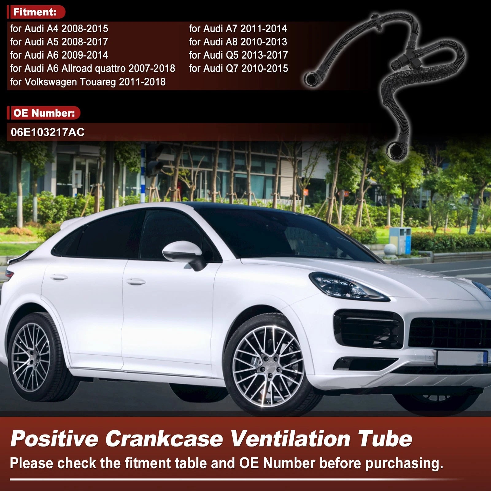 Crankcase Breather Vent Hose Replacement for Audi A4 (2008–2015) Plastic 1pc