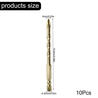 Hex Cross Drill Bit for Brick Hard Surfaces (Alloy, Hex Shank)