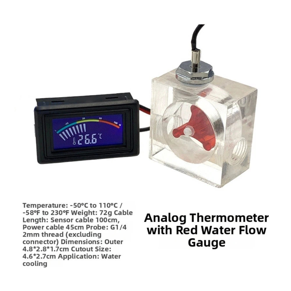 Watercooled Computer System LED Thermometer & Three Way Flow Meter