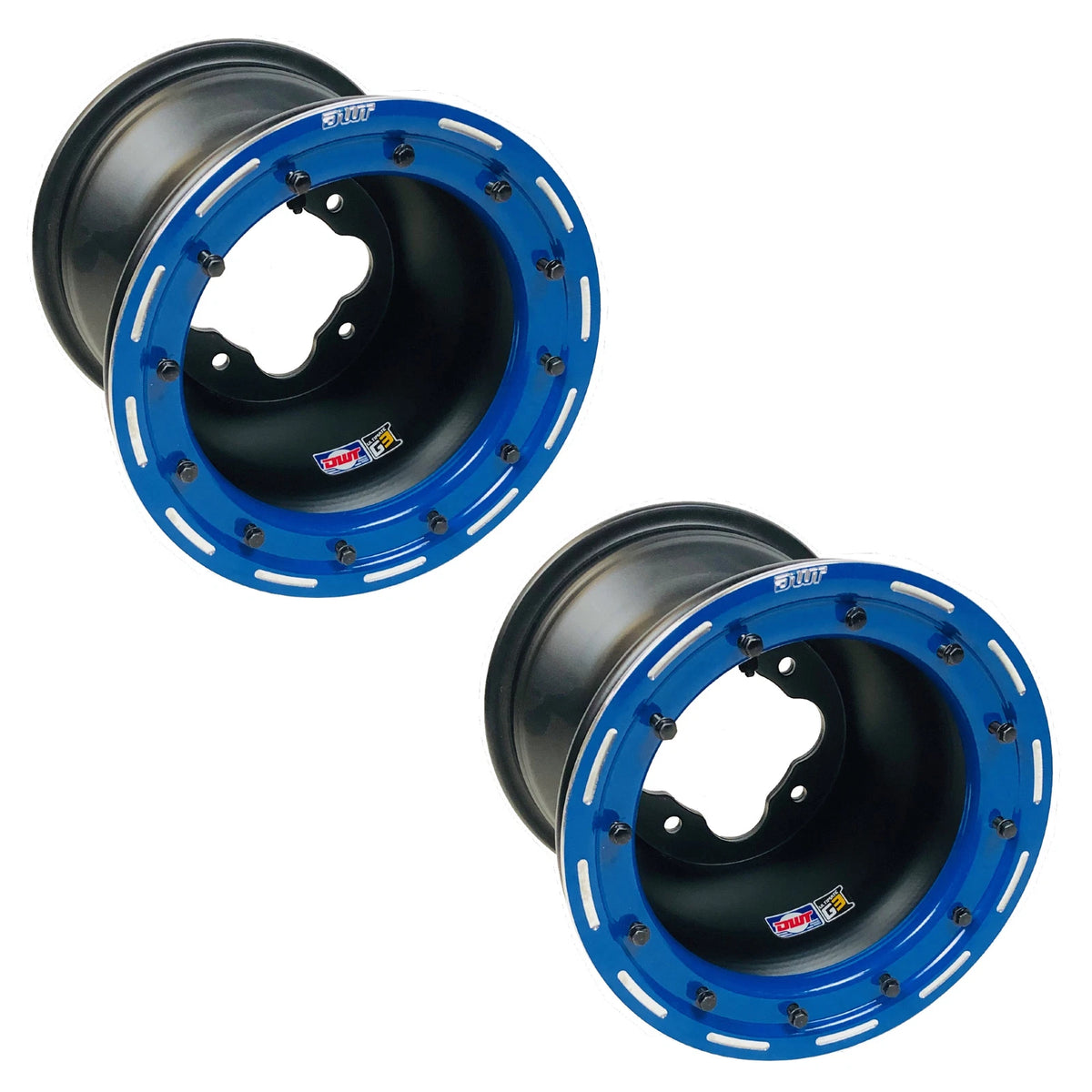 Set of 2 DWT G3 Rear Blue Beadlock Wheels for Raptor 700R 700 660 (2006–2019)
