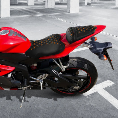 Driver Passenger Seat for Yamaha YZF-R6 (2006–2007) Black Orange
