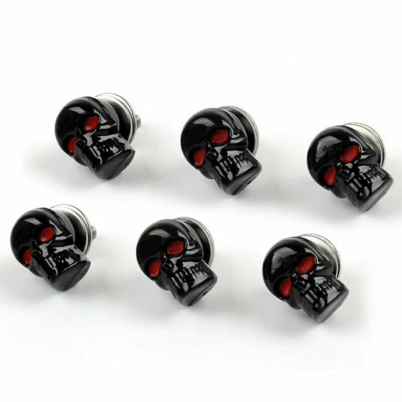 6x Black Skull License Plate Frame Screw Bolt T9 for Universal Motorcycle