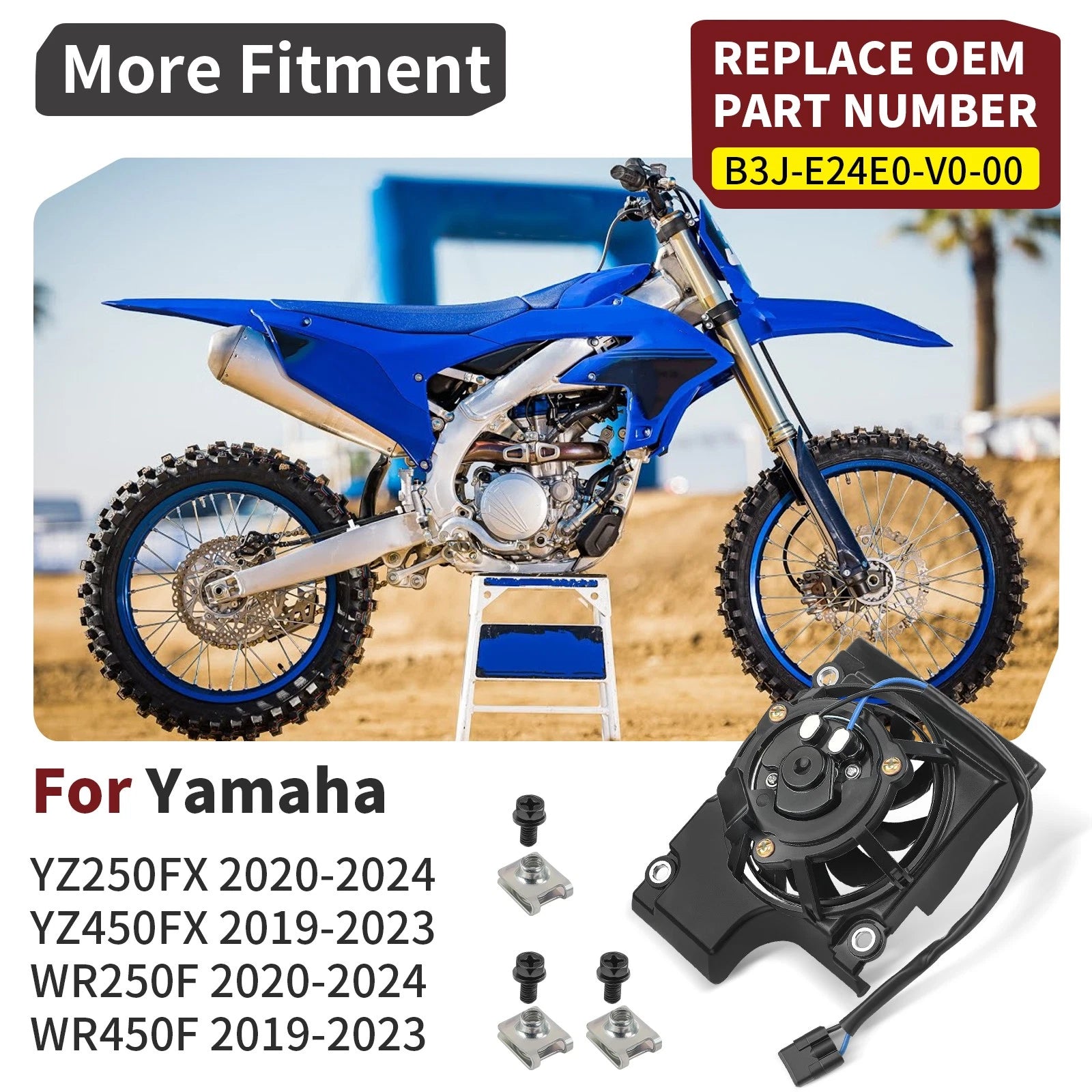 Radiator Fan for Yamaha YZ250FX YZ450FX WR450F (2019–2024) B3J-E24E0-V0-00