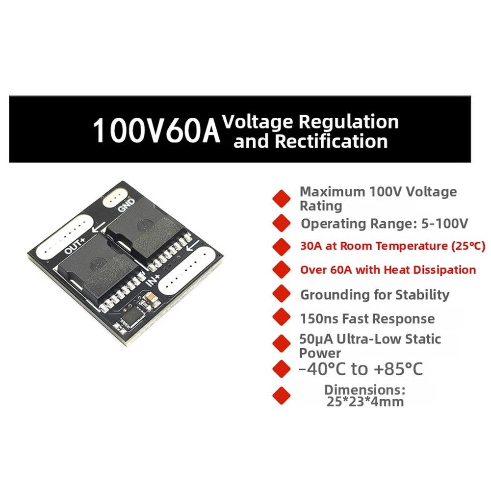 Ideal Diode PCB Module 100V 60A for Solar and Battery Systems