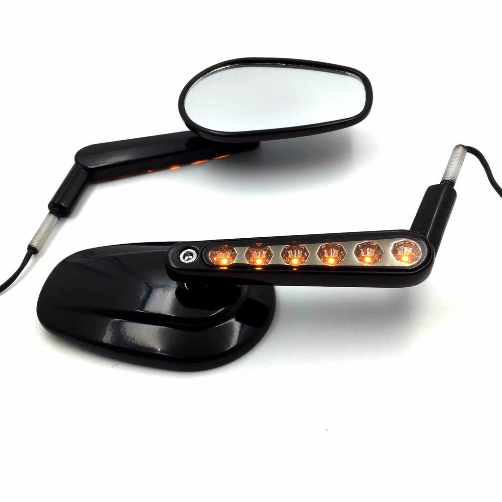 Rear View Mirror with LED Stem for Harley Davidson FLSTC FXDB DYNA FXDF FLSTF (2000–2023)