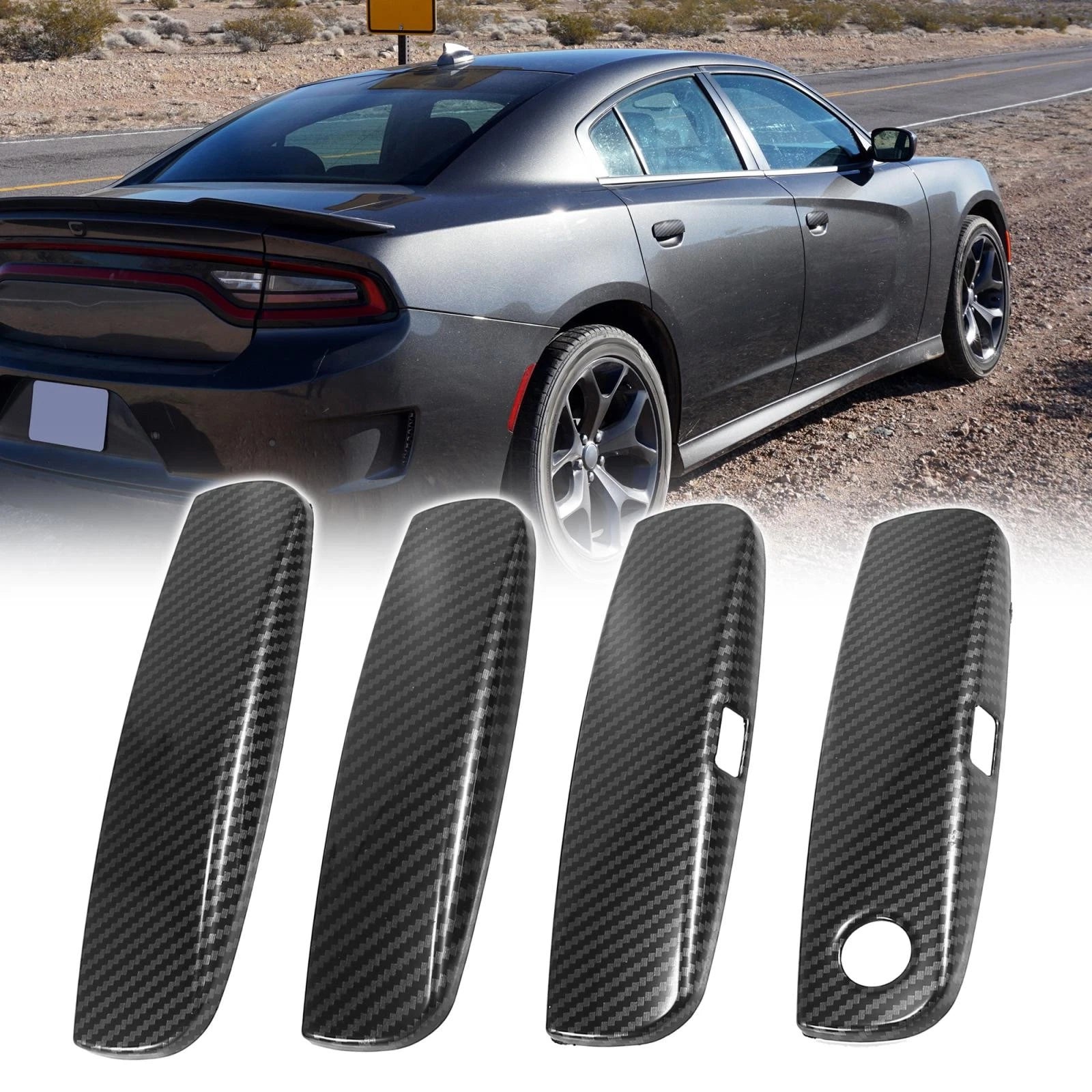 4PCS Front Rear Left Right Door Handle Trim Cover Replacement for Dodge Charger (2011–2021)