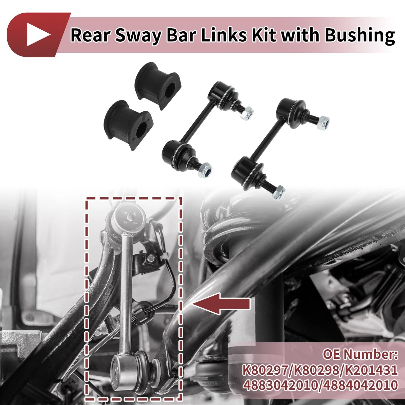 Rear Stabilizer Bar Links 2 Piece Bushing Kit for Toyota RAV4 (2006–2018)