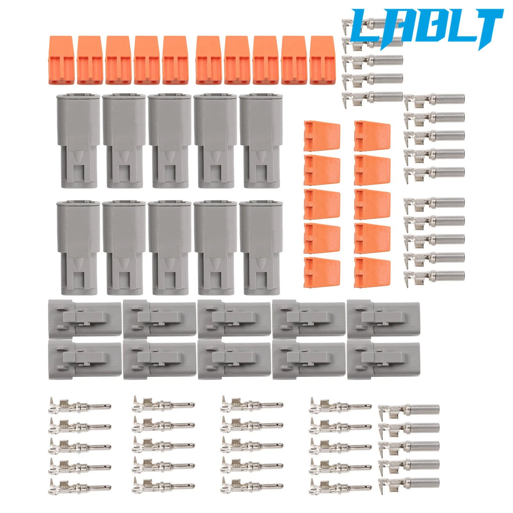 10 Pack 2 Pin DTP Connector Terminal Kits 16-12 AWG