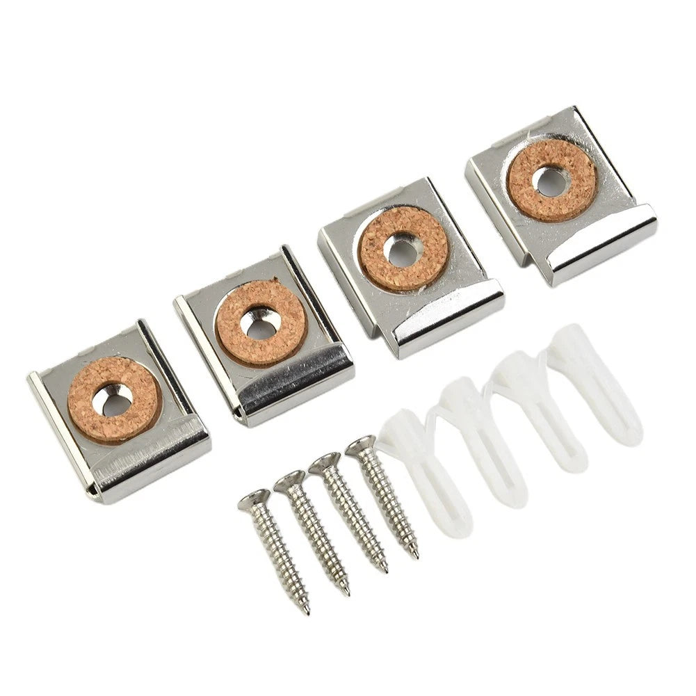 Set of 4 Frameless Mirror Mounting Clips Hanger Fixing Kit
