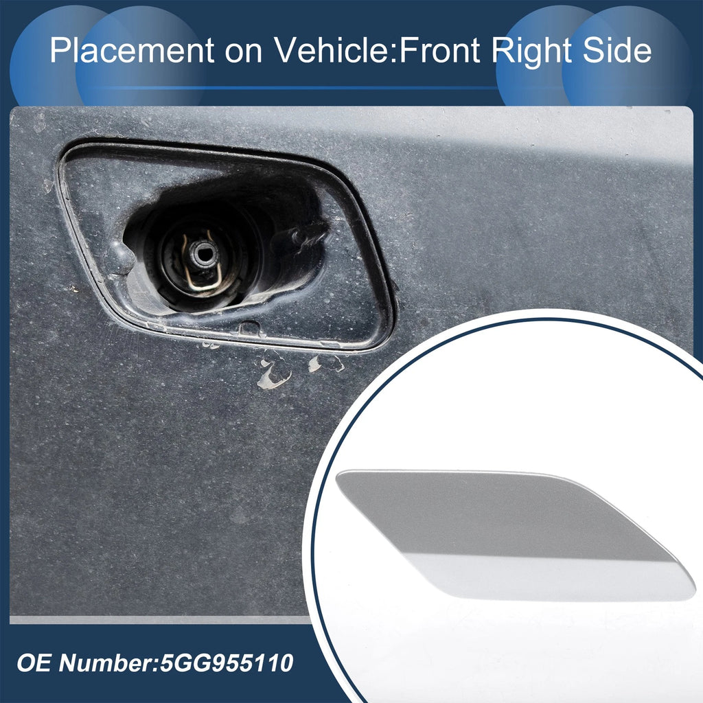 Front Right Washer Nozzle Cover Cap for VW Golf MK7 (2013–2016) Silver Tone