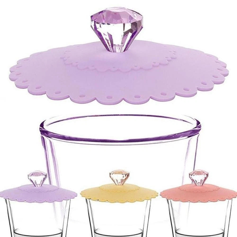 Set of 4 Heat Resistant Cup Lids with Diamond Handle