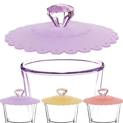 Set of 4 Heat Resistant Cup Lids with Diamond Handle