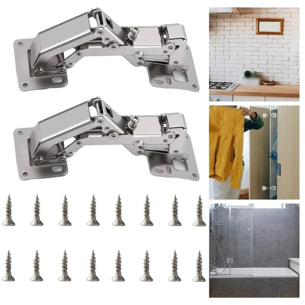 Set of 2 Heavy Duty Adjustable Concealed Hinges 175 Degree for Cabinet Doors