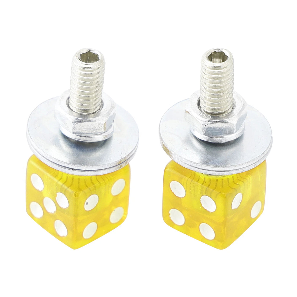 2X Custom DICE License Plate Bolt Screws for Motorcycle Chopper Bobber