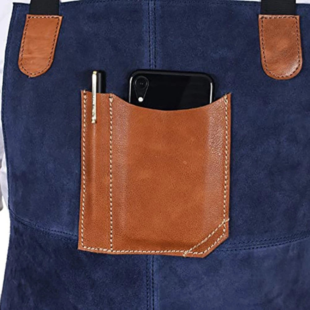Double-Sided Velvet Apron with Adjustable Pockets and PU Leather Accent