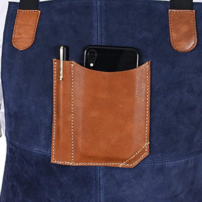 Double-Sided Velvet Apron with Adjustable Pockets and PU Leather Accent
