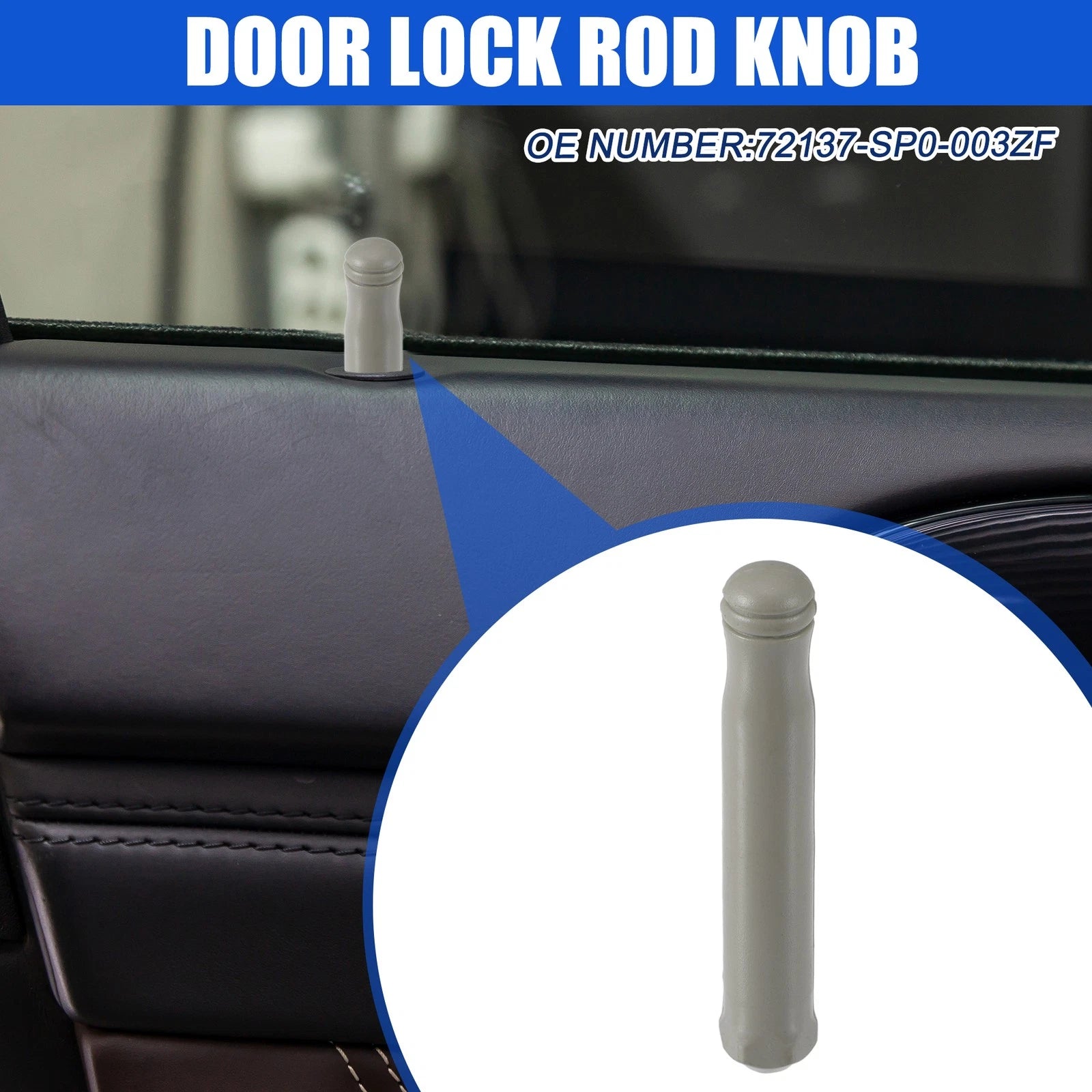 Auto Door Lock Rod Knob Replacement Gray for Honda Civic (1996–2000)