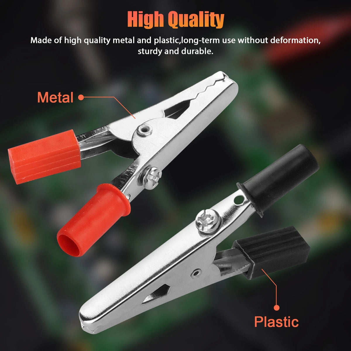 50Pcs Electrical Test Clamps Alligator Clips Red & Black Handles