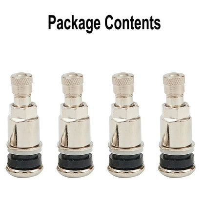 Set of 4 Metal Valve Stems for Car Van Tyres (11.3MM Hole)