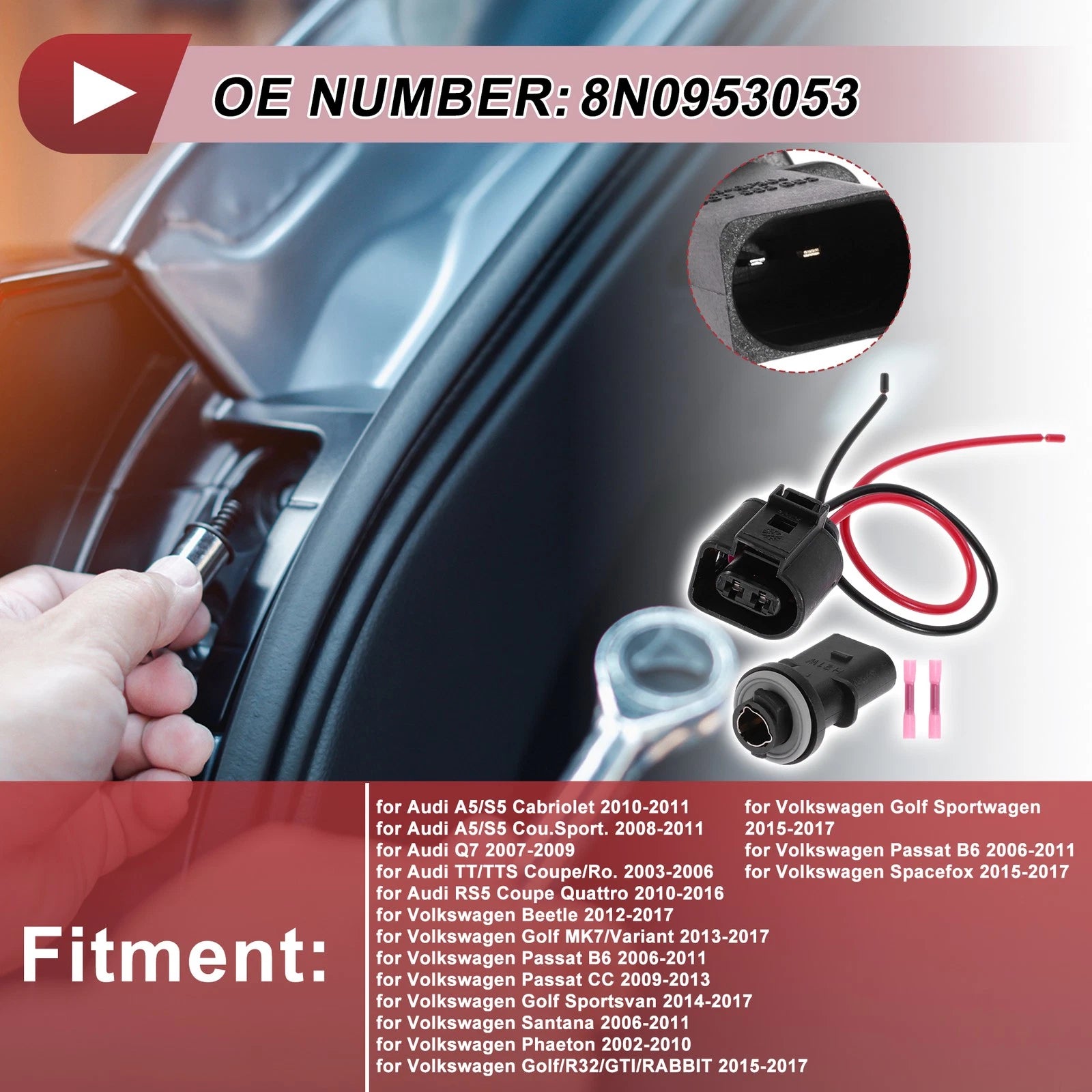 Front Indicator Light Socket Wiring Replacement for Audi A5 S5 Cabriolet (2008–2017)