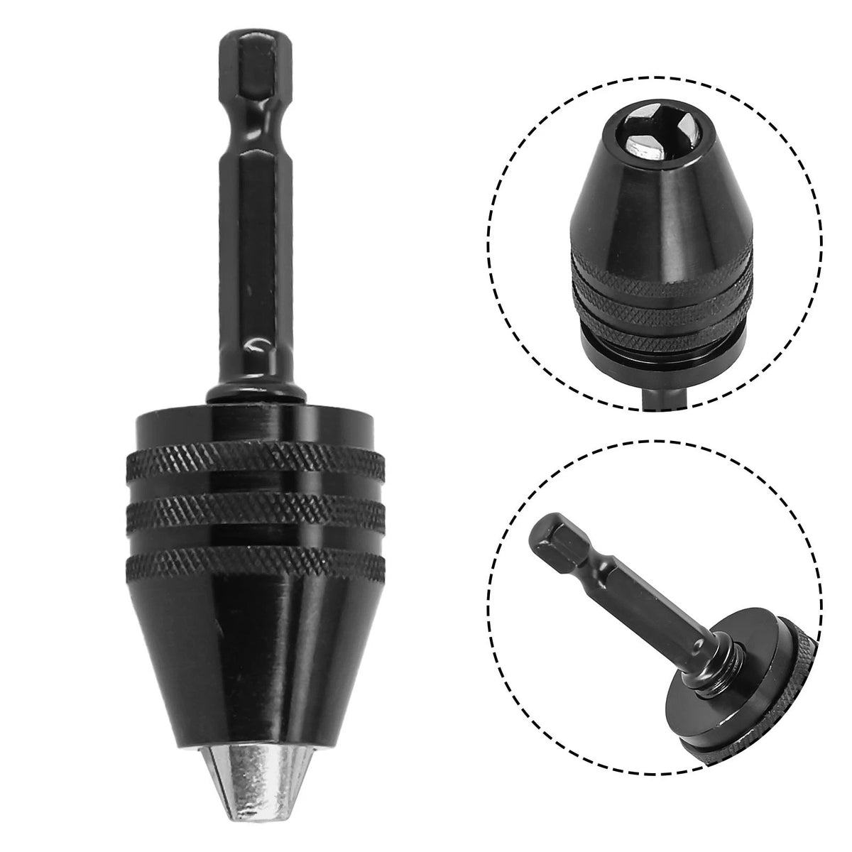 Drill Chuck for Hexagonal Shank (14 in, Three Jaw, Self Centering)