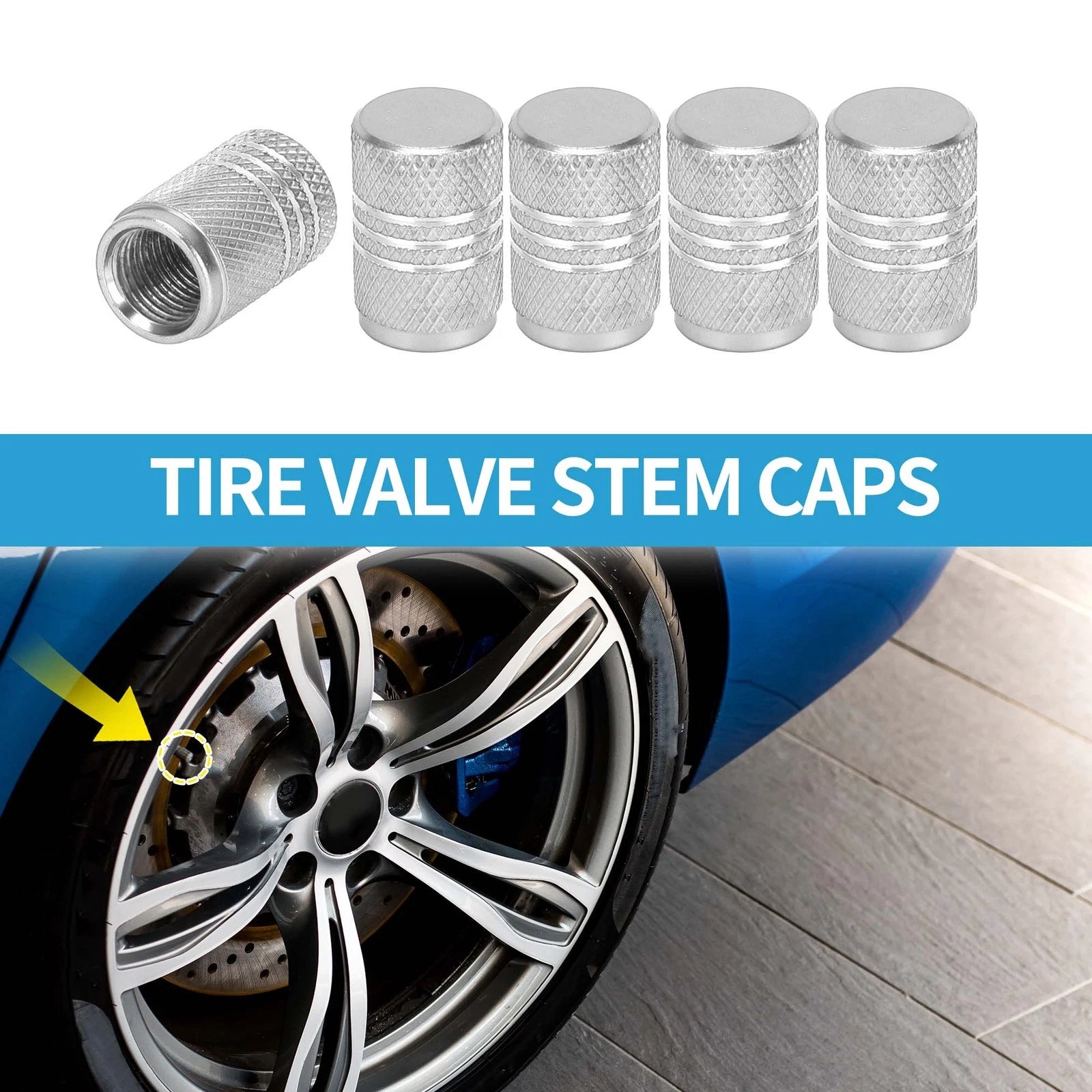 Tire Valve Stem Caps OEM Replacement for Car SUV Bike RV 5 Pack (Set)