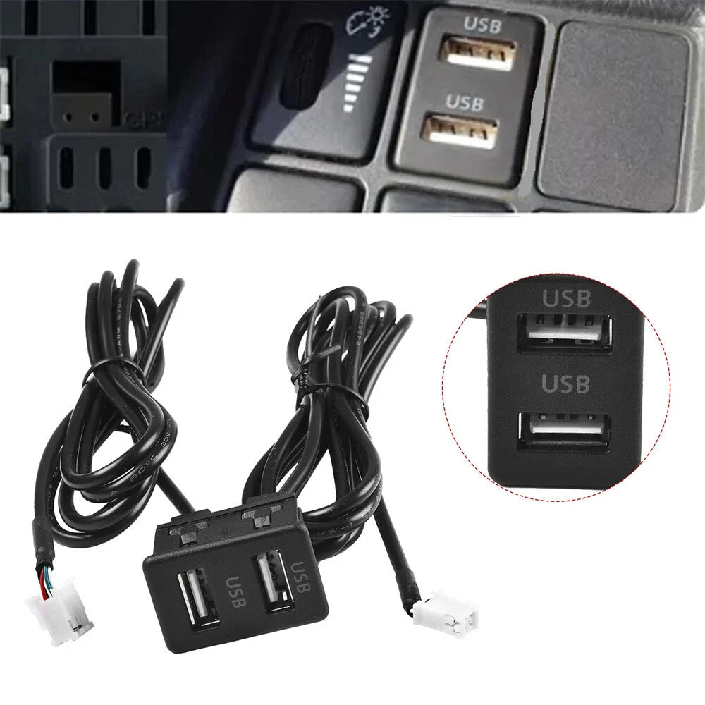 Dual USB Port Extension Cable Adapter for Car Multimedia Head Unit (4, 6 Pin)