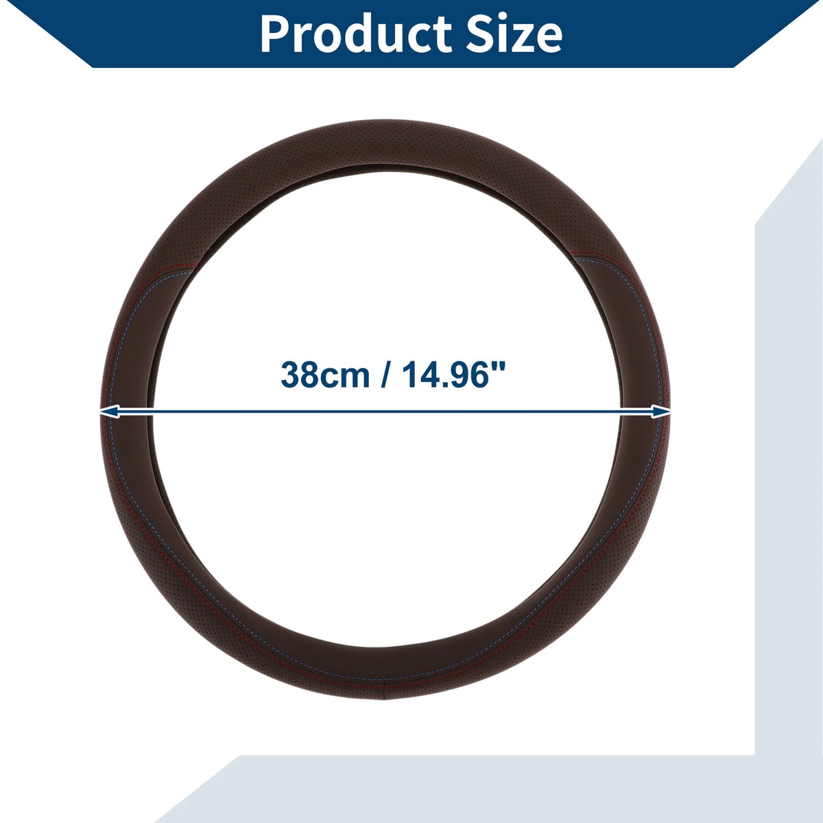Rubber Steering Wheel Cover for Car (14.96" Deep Brown)