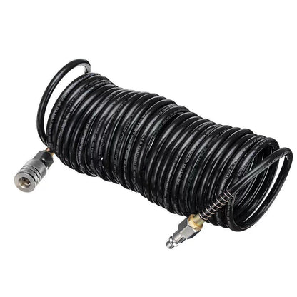 1/4" ID x 25FT Black Rubber Air Hose 200PSI with Quick Connect Fitting