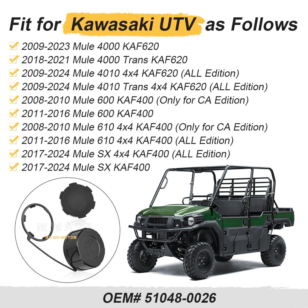 Gas/Fuel Cap with Gasket for Kawasaki Mule 4000 4010 600 610 SX (2000–2023)