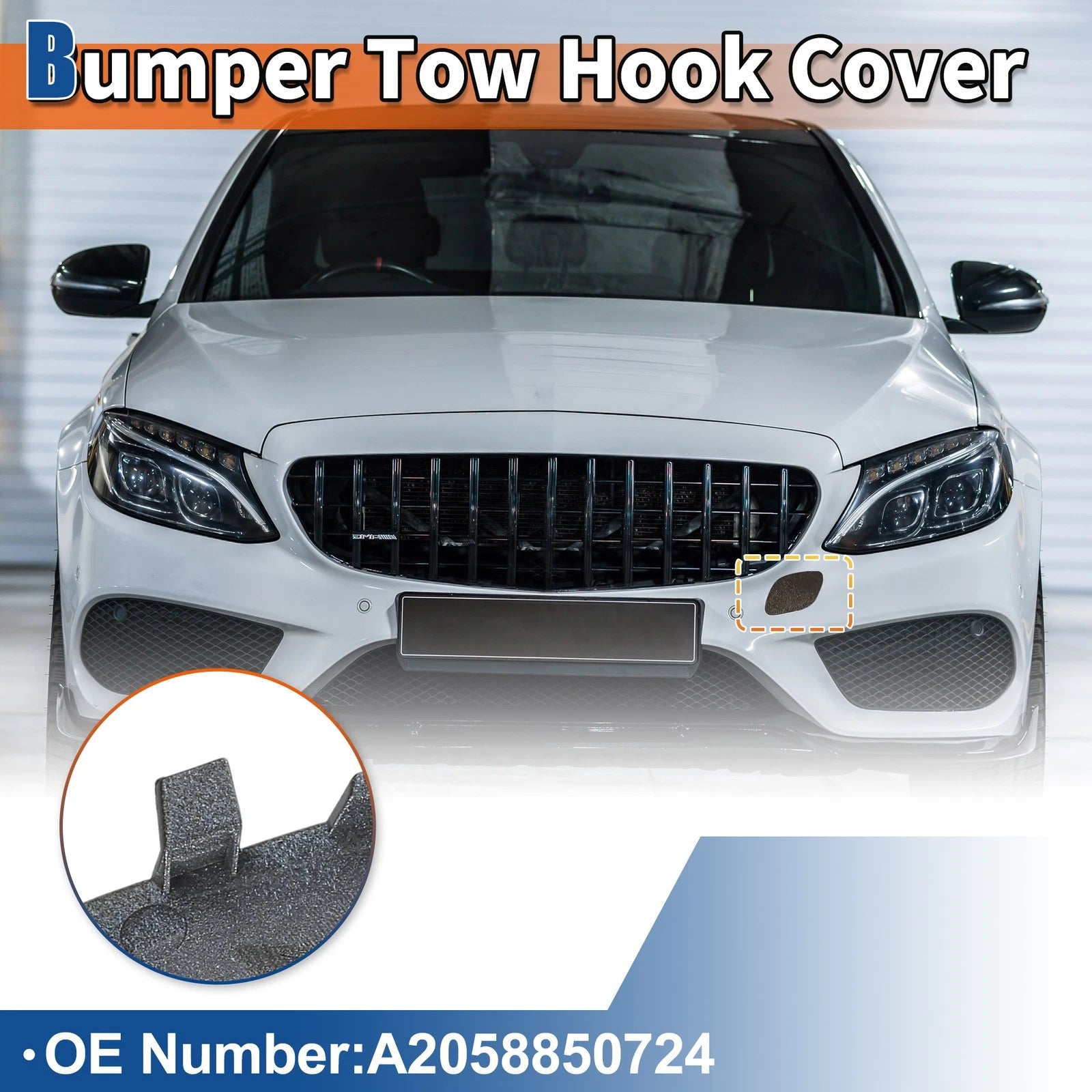 Front Tow Hook Cover for Mercedes-Benz C-Class W205 (2015–2021)