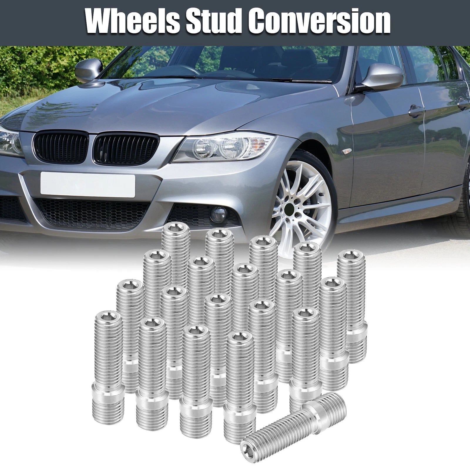 Wheel Studs Replacement 50mm M14x1.5 to M12x1.5 for Audi (2005–2015)